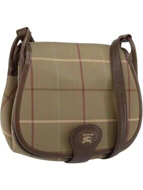 Burberrys Nova Check Shoulder Bag Canvas Beige Gold